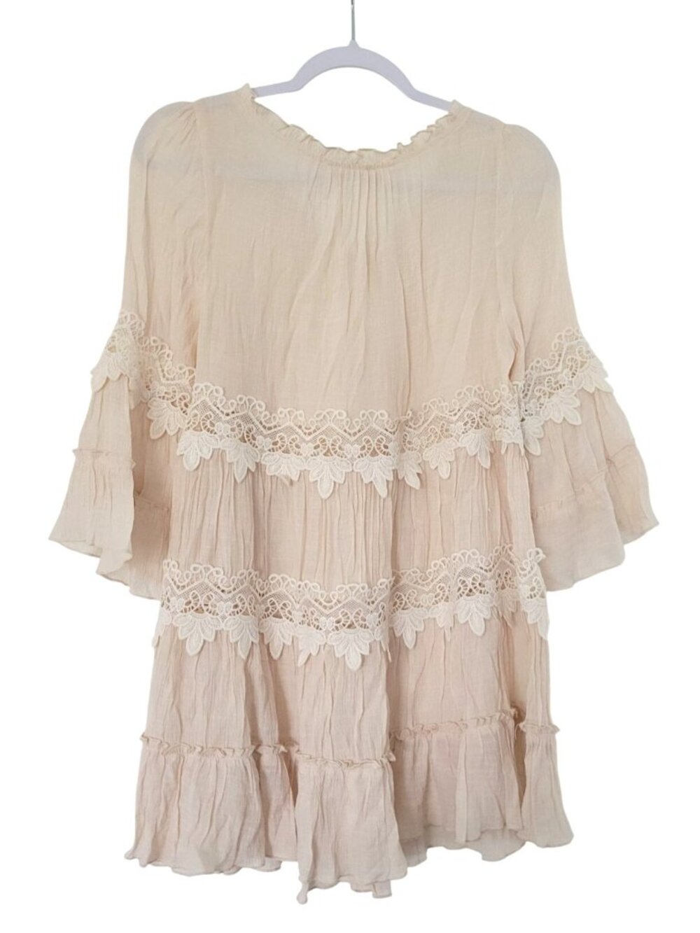Crinkle Gauze Summer Dress / Tunic Flowy Ruffles by Jodfil Size S
